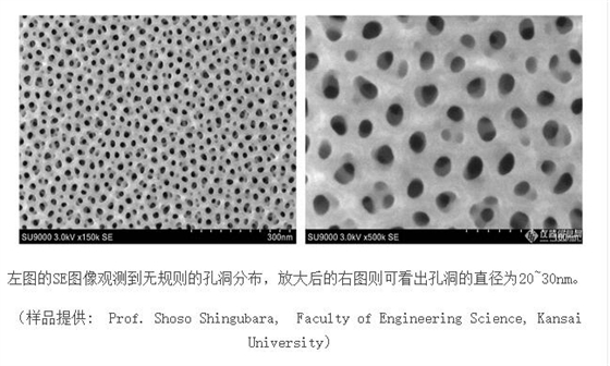 利用日立場(chǎng)發(fā)射掃描電鏡SU9000觀察陽極氧化鋁